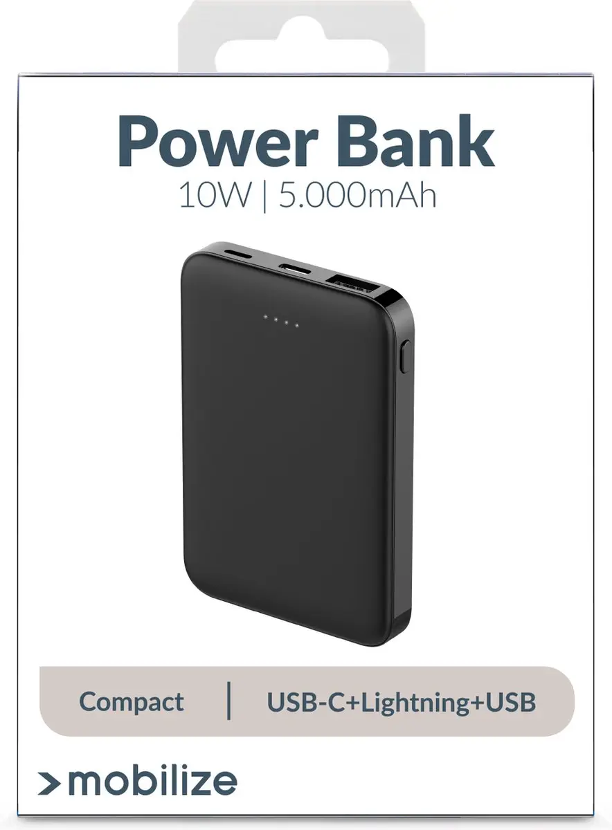 Mobilize Powerbank 5000mAh 10W - Zwart