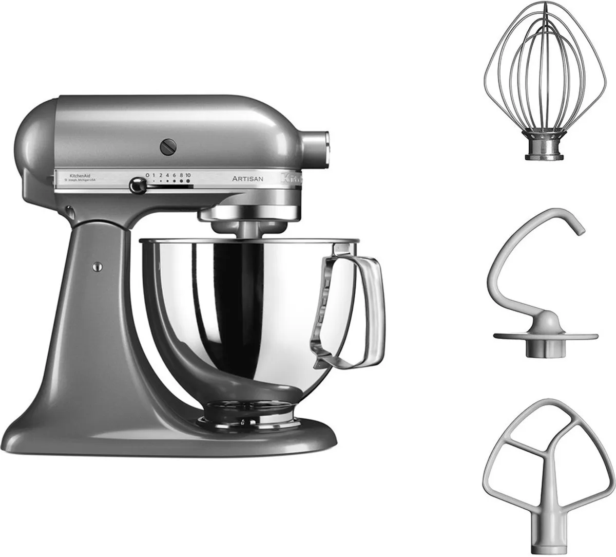 KitchenAid Artisan 5KSM125ECU Keukenmachine 4,8L - Zilver
