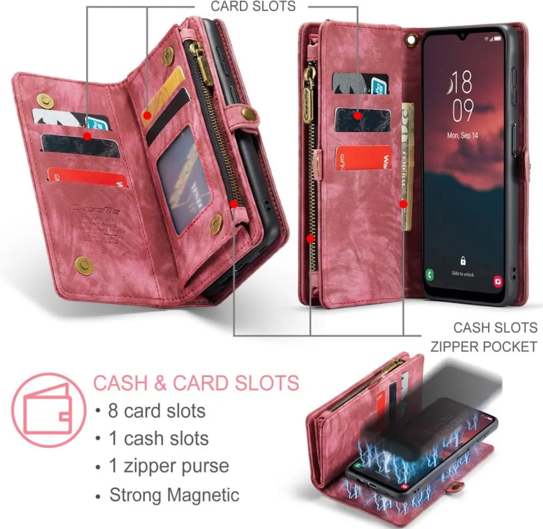 Caseme 008 Hoesje Samsung Galaxy A54 - 2-in-1 Book Case & Portemonnee - 8 Pasjes - Pink - afbeelding 6 van 6