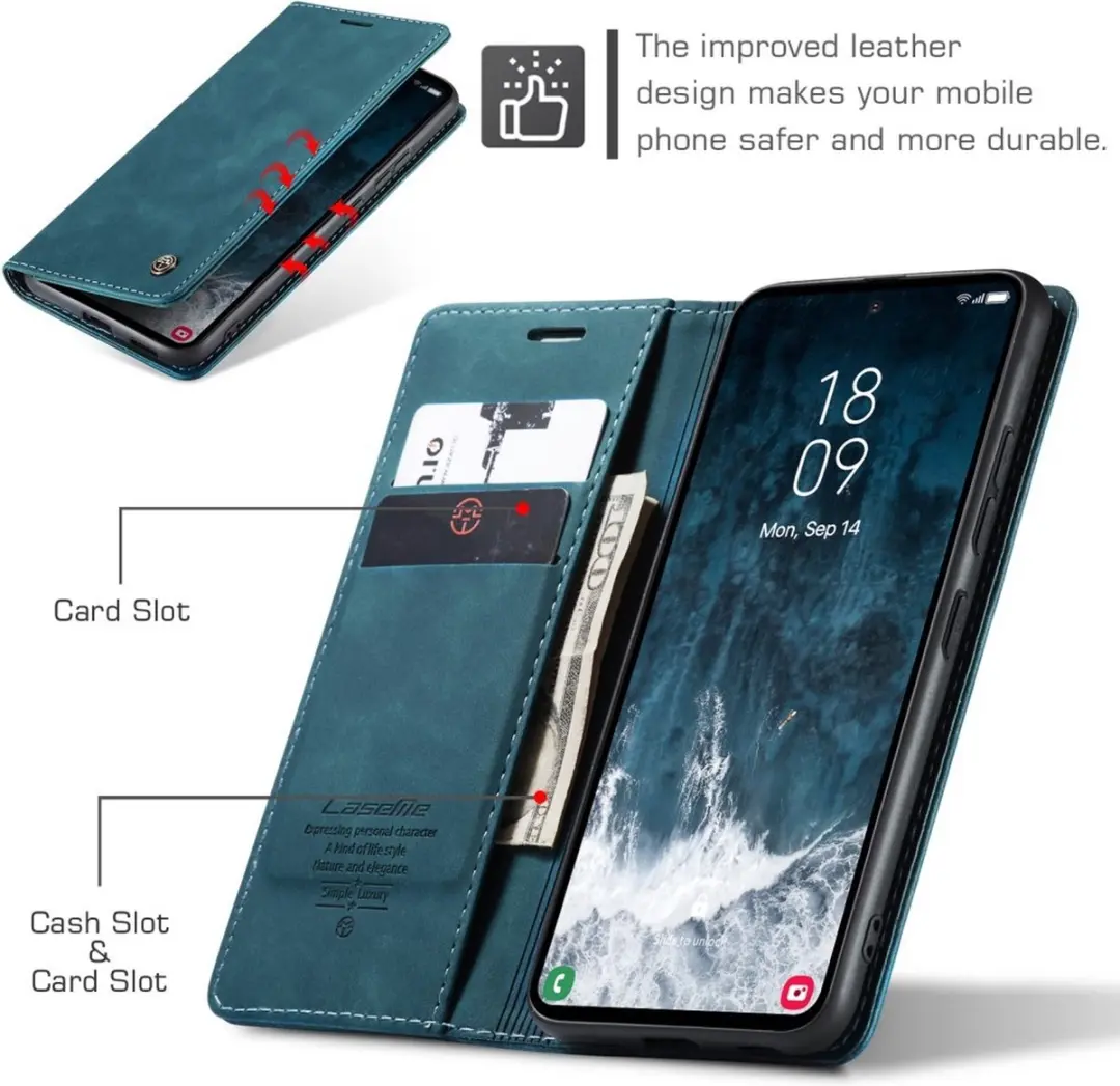 Caseme 013 Book Case Hoesje Samsung Galaxy S23 FE - Blauw