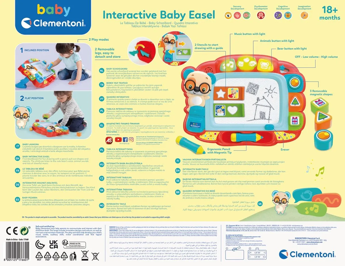 Clementoni Baby Schoolbord Magnetisch Tekenbord - Multicolor