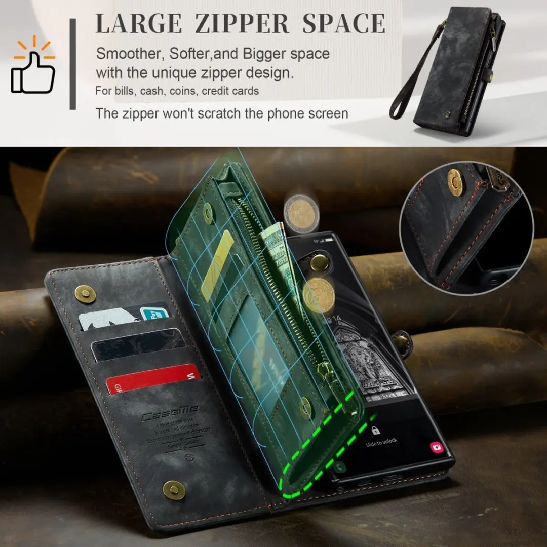 Caseme 008 Book Case & Back Cover Samsung Galaxy S23 Ultra - 8 Pasjes - Zwart