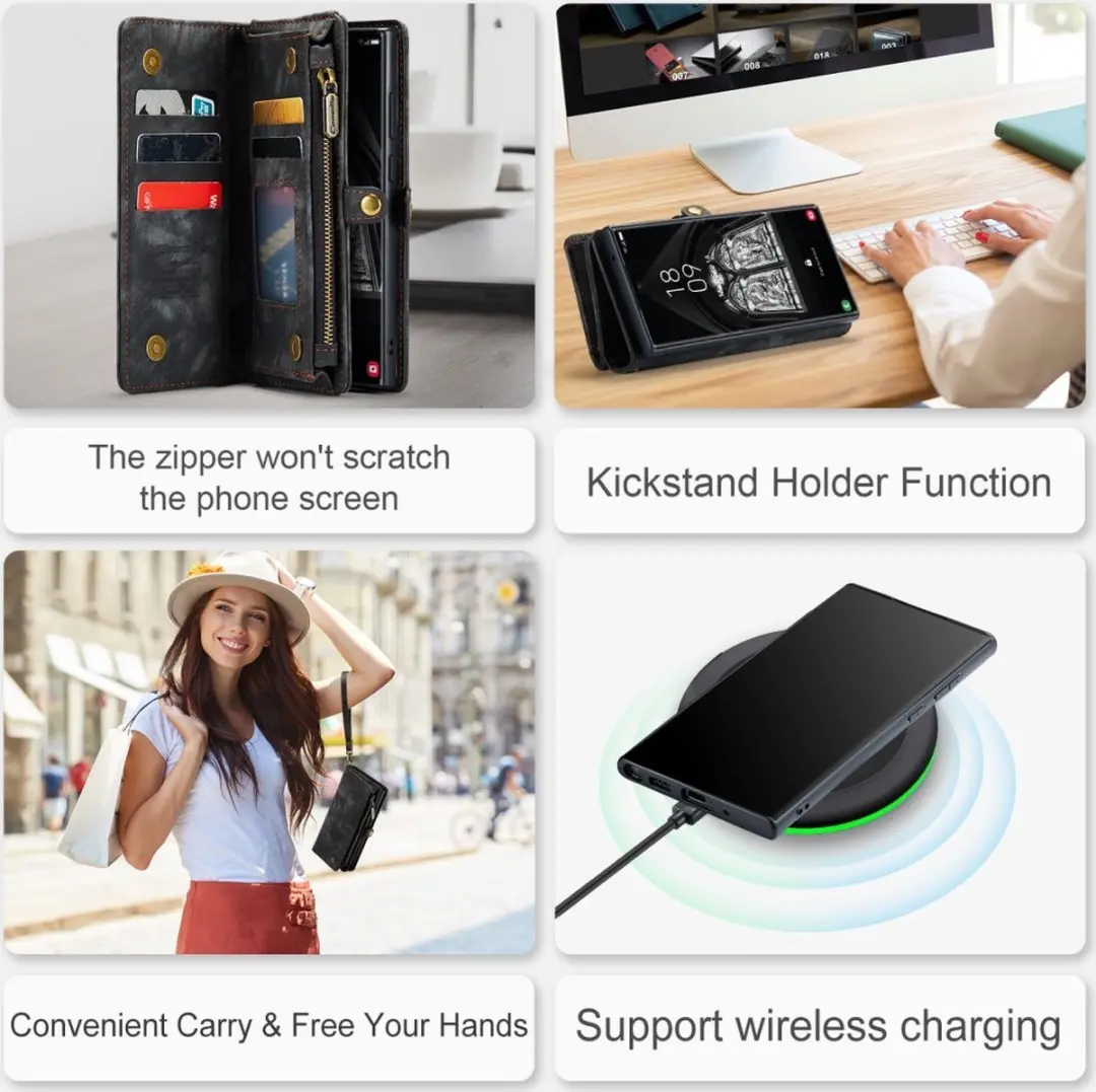 Caseme 008 Book Case & Back Cover Samsung Galaxy S23 Ultra - 8 Pasjes - Zwart