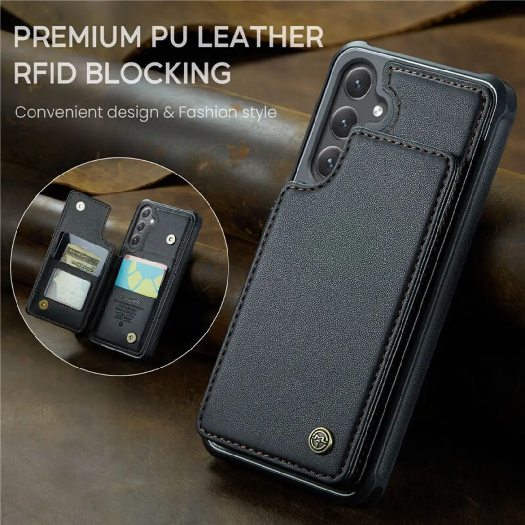 Caseme Portemonnee Backcover Galaxy S24/S25 Plus - Anti-RFID - 3 Pasjes - Zwart