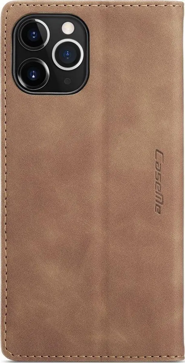 Caseme iPhone 12 Pro Max Bookcase Portemonneehoesje - Bruin - 2 Pasjes