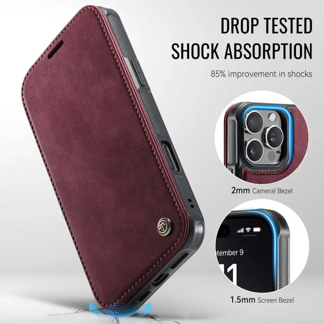 Caseme 053 Slim Book Case iPhone 14 Pro Max - MagSafe Rood - 3 Pasjes