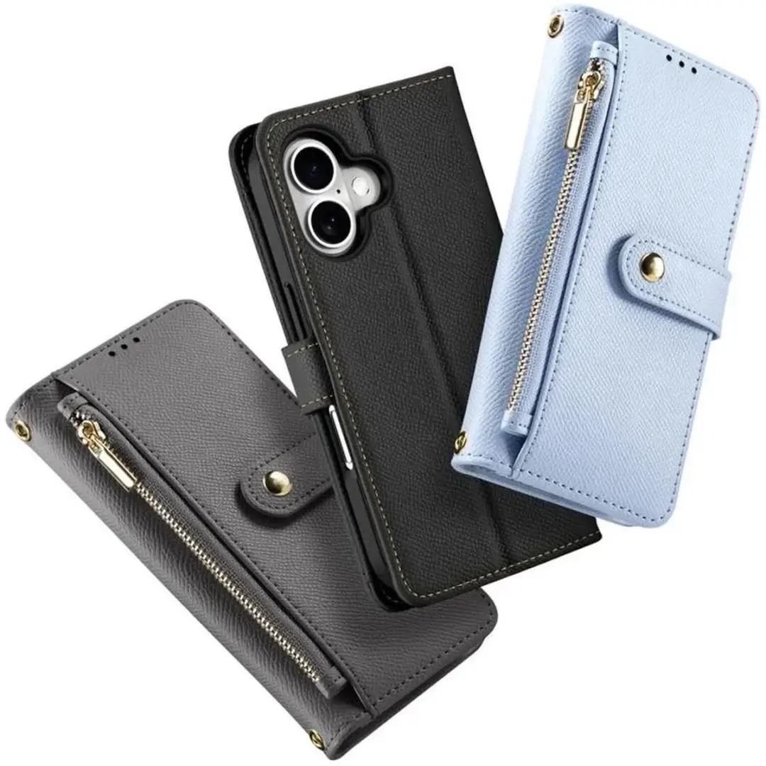 Dux Ducis Lawa Series iPhone 16 Hoesje - Wallet Book Case 7 Pasjes - Zwart