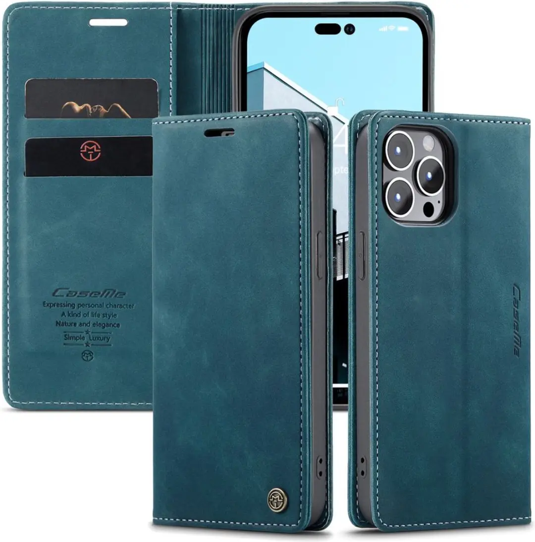 Caseme Retro Wallet Case CSM-37187 - iPhone 14 Pro Max - Blauw
