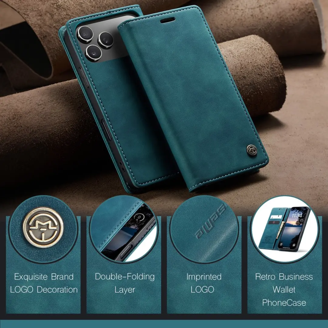 Caseme 013 Book Case iPhone 17 Pro Hoesje - Blauw - afbeelding 6 van 6
