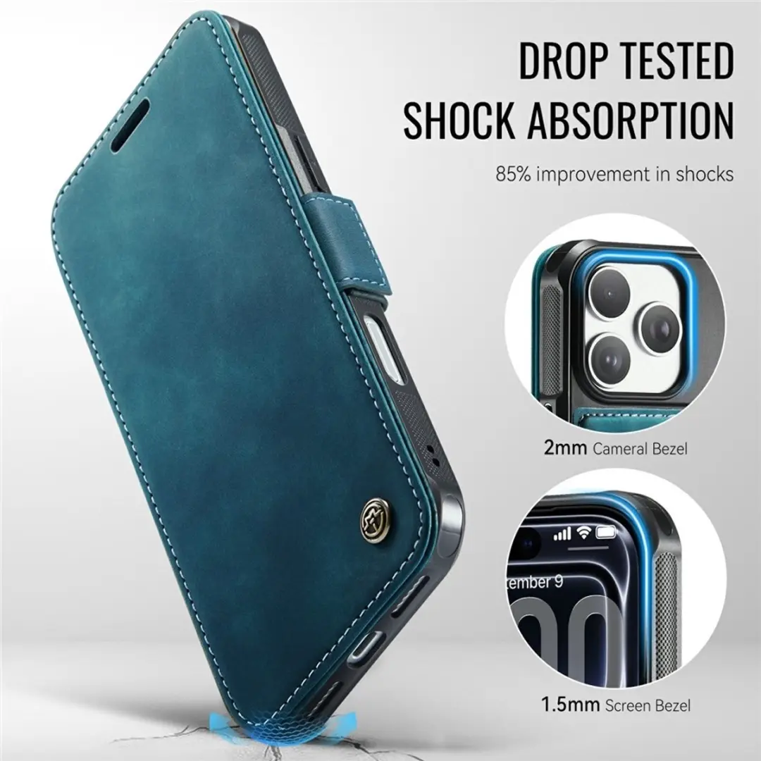 Caseme 053 Slim Book Case Hoesje iPhone 17 Pro Max - Blauw - MagSafe