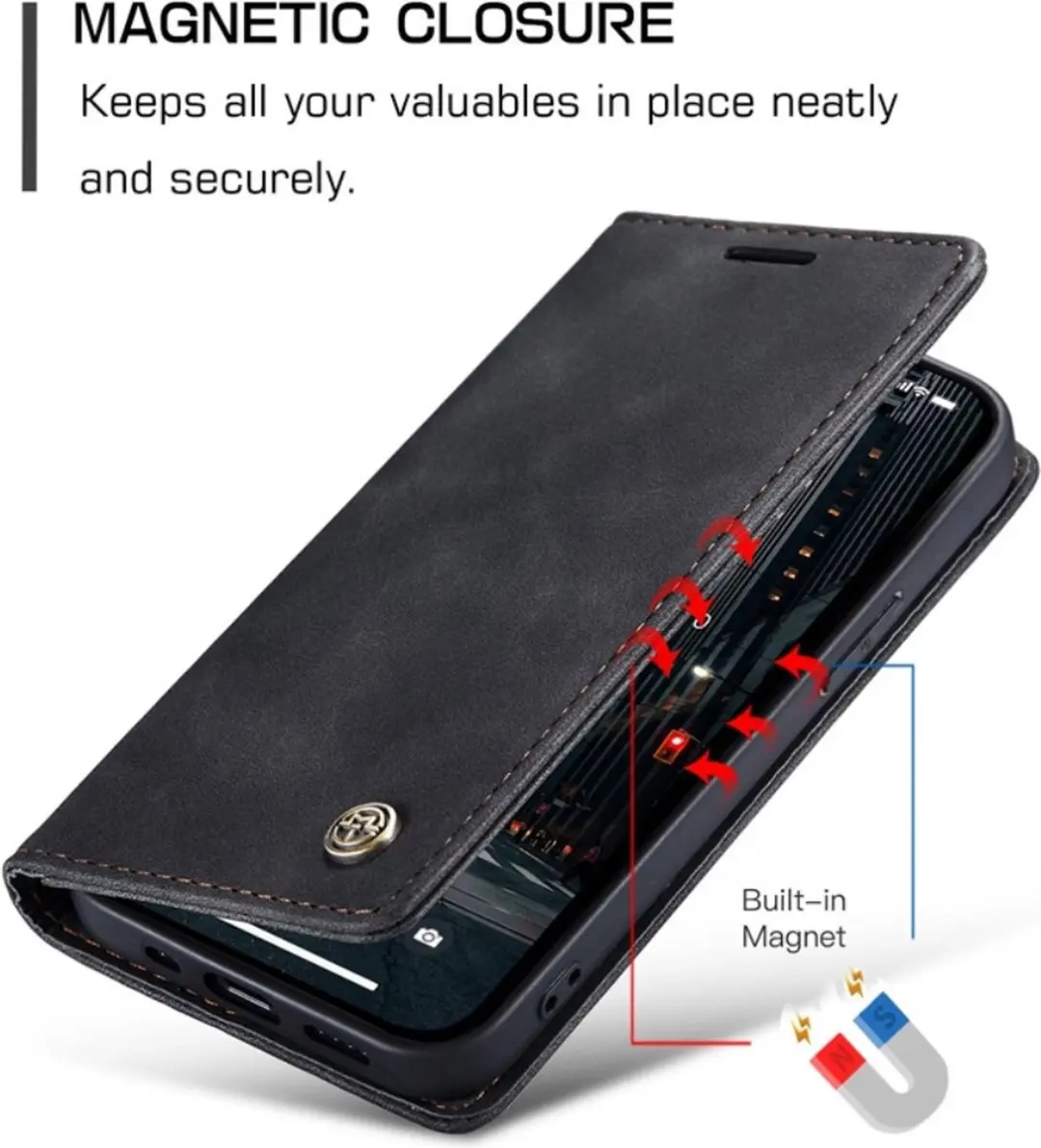 Caseme 013 Book Case Hoesje - iPhone 14 Pro - 2 Pasjes - Zwart