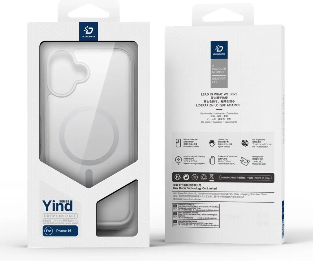 Dux Ducis Yind Serie iPhone 16 Back Cover - Grijs