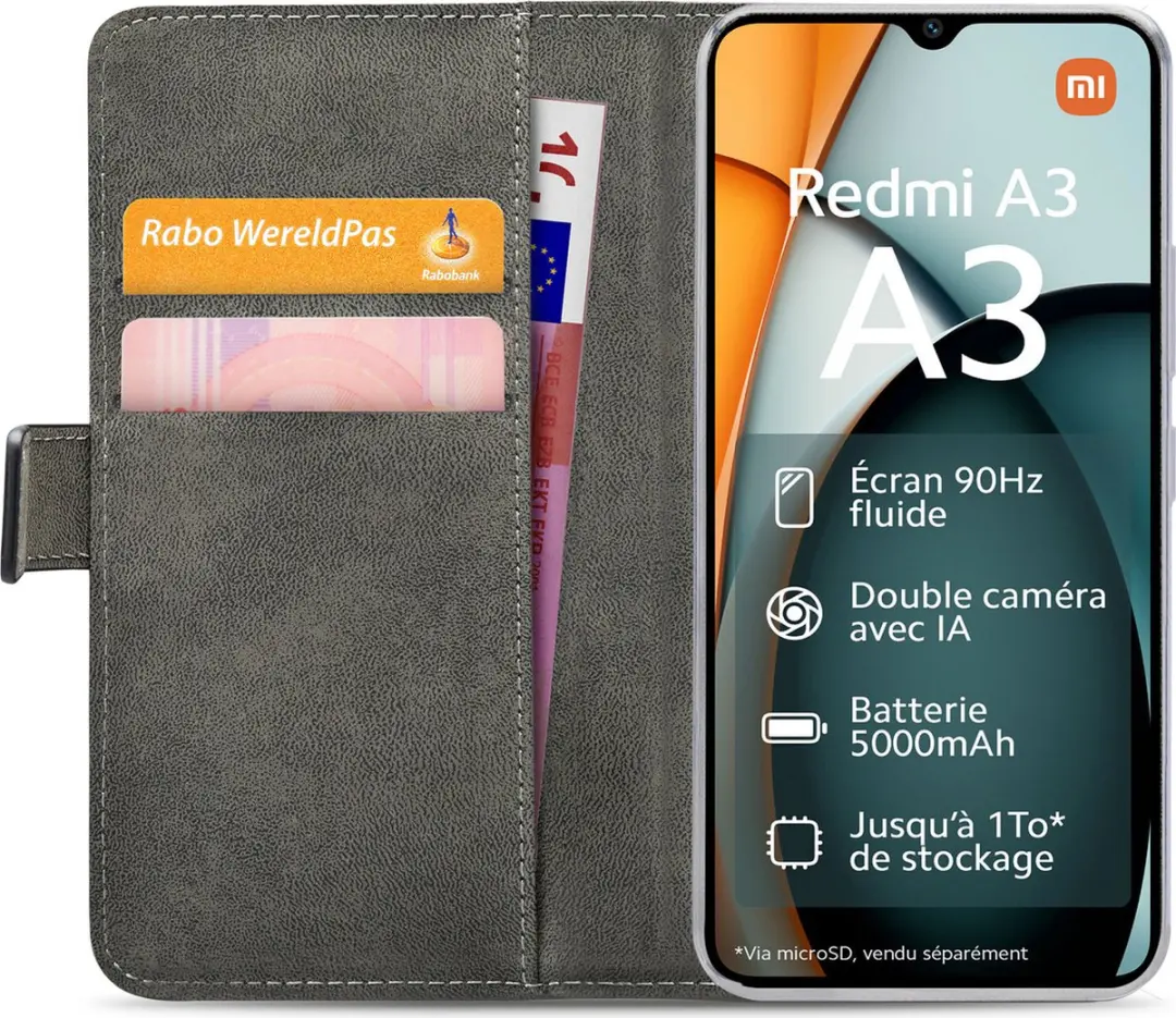 Mobilize Classic Gelly Wallet Bookcase Xiaomi Redmi A3 - Pasjeshouder Zwart
