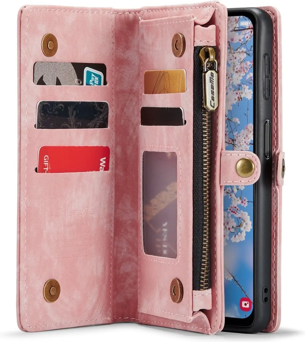 Caseme 008 Hoesje Samsung Galaxy A14 - Roze - 8 Pasjes