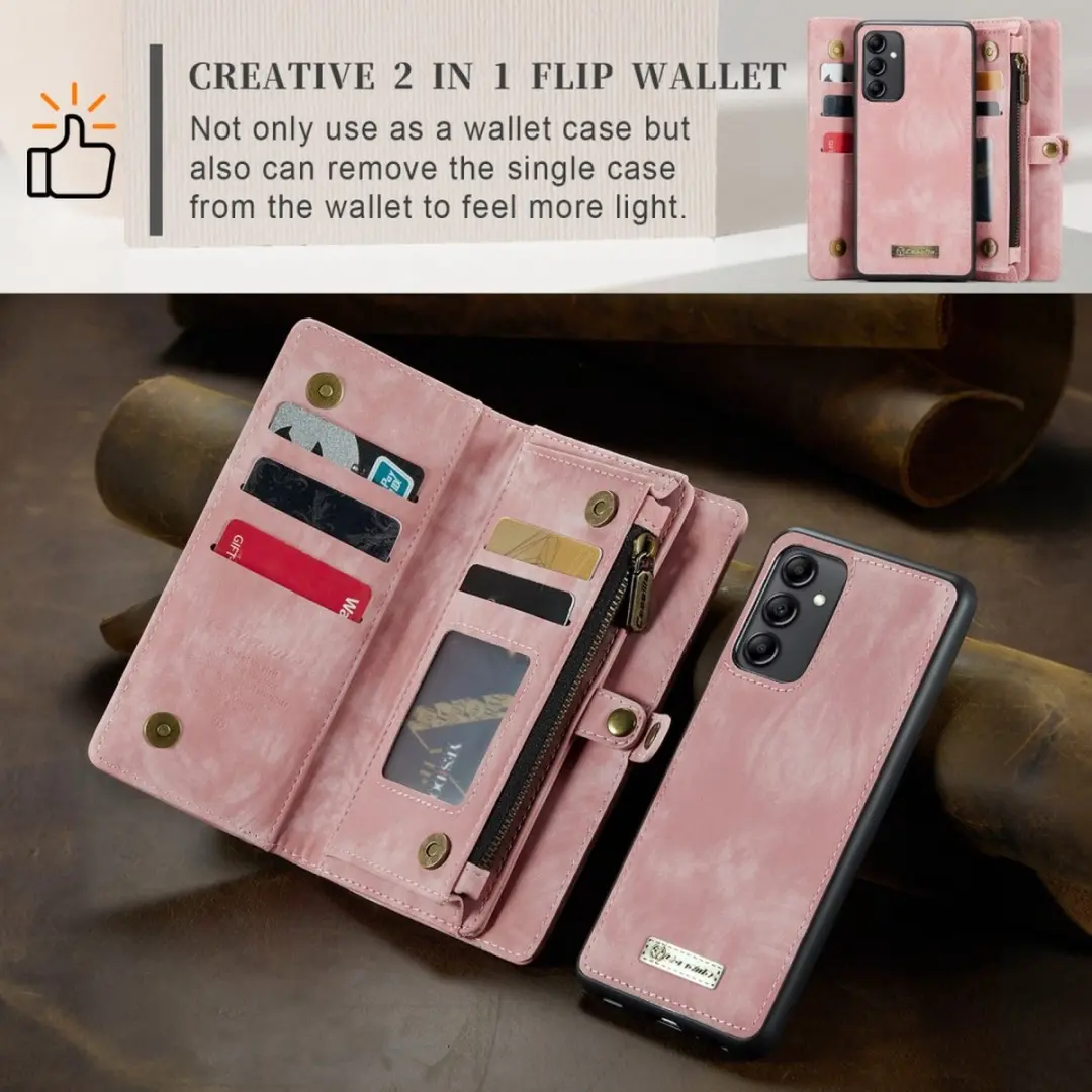 Caseme 008 Hoesje Samsung Galaxy A14 - Roze - 8 Pasjes - afbeelding 6 van 6