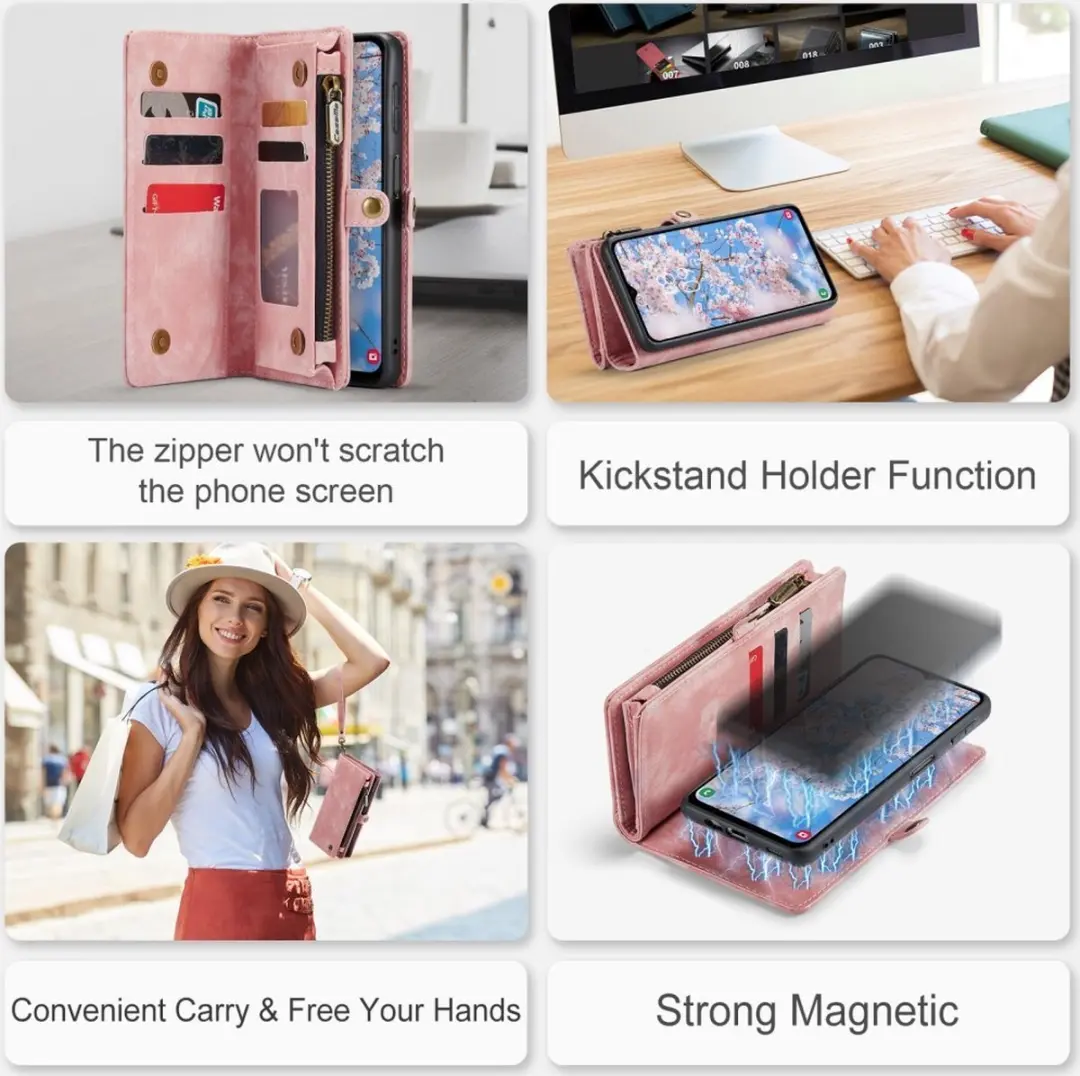 Caseme 008 Hoesje Samsung Galaxy A14 - Roze - 8 Pasjes