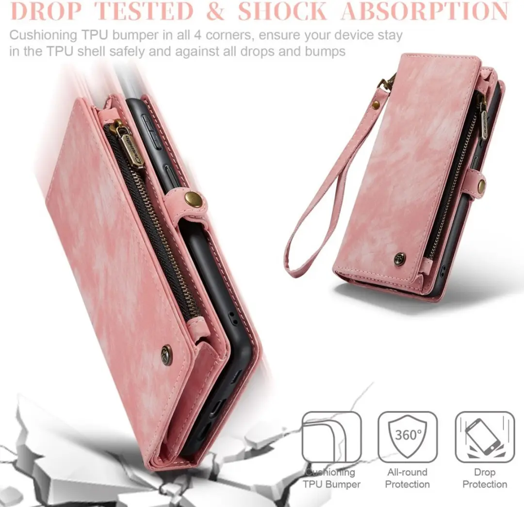 Caseme 008 Hoesje Samsung Galaxy A14 - Roze - 8 Pasjes