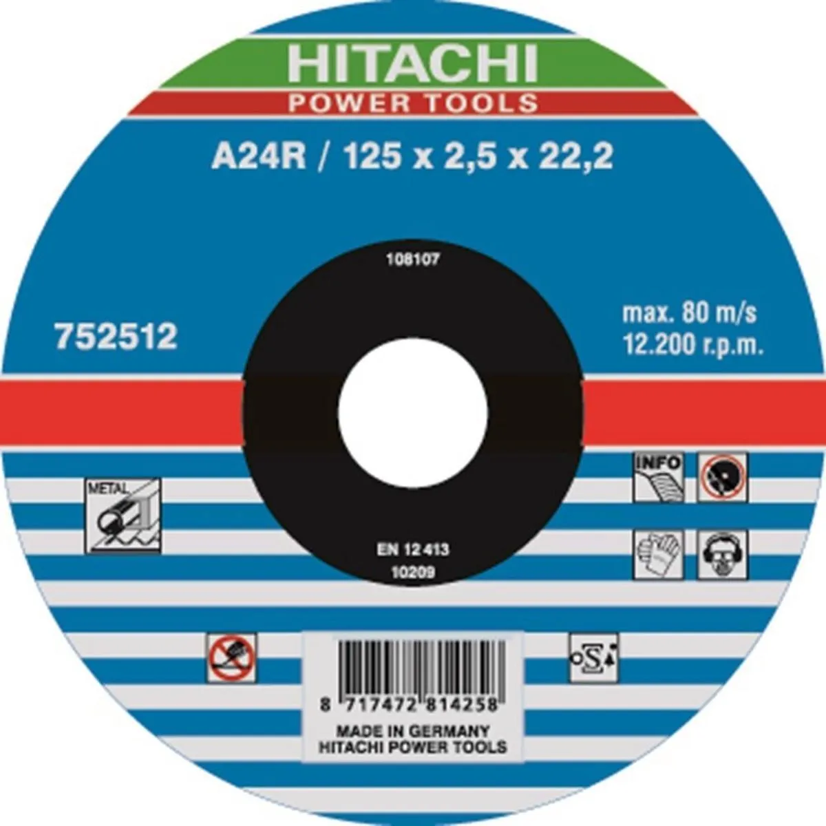 Hikoki 752514 Vlak Model A24R Doorslijpschijf 180x22,23x3mm Metaal