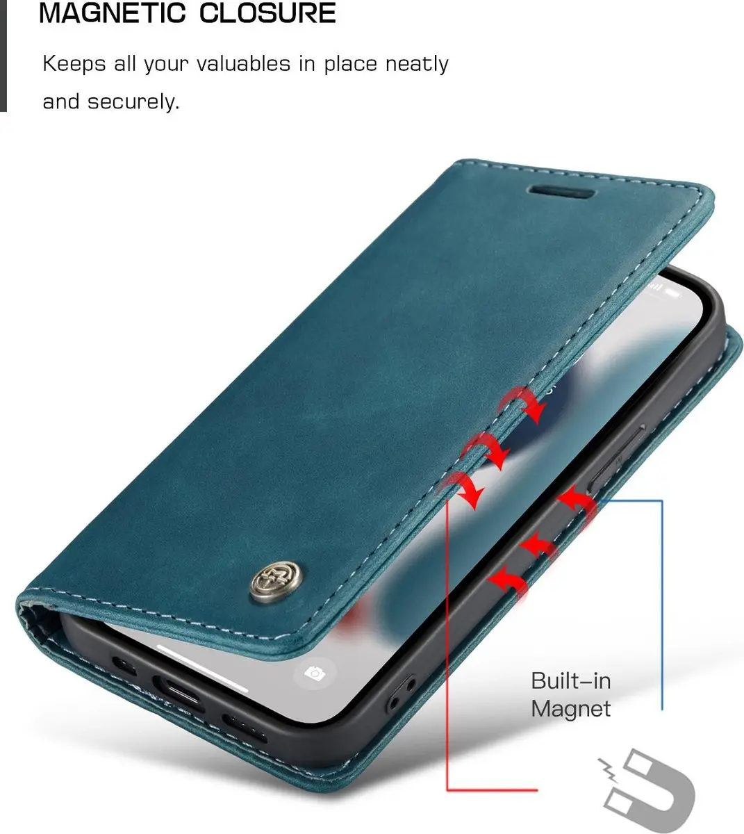 Caseme 013 Bookcase Portemonnee iPhone 13 Pro Max - Blauw