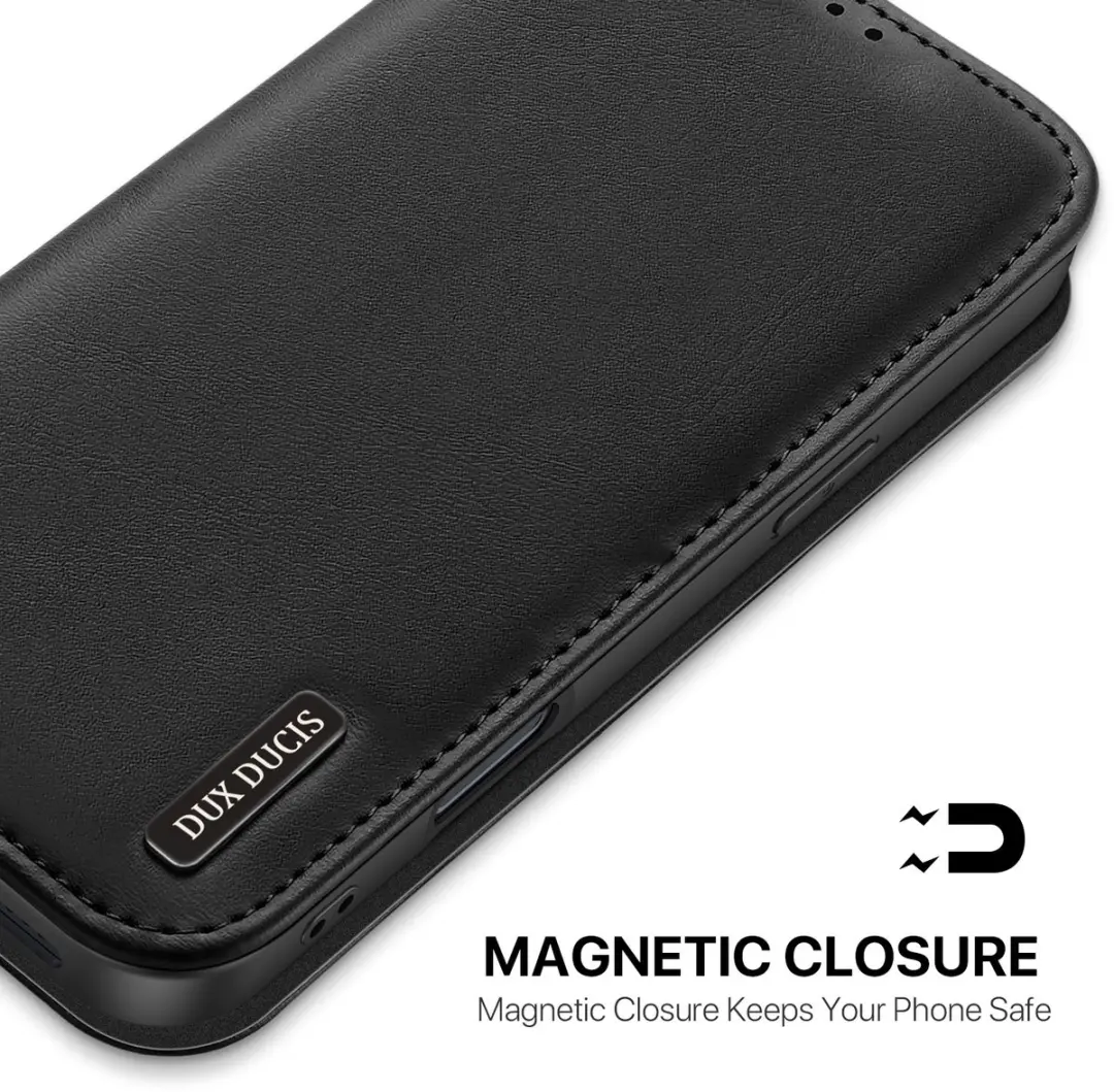 Dux Ducis Hivo Genuine Leather Book Case iPhone 17 Pro - Zwart
