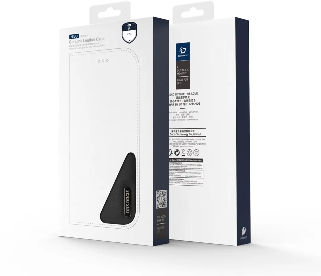 Dux Ducis Hivo Genuine Leather Book Case iPhone 17 Pro - Zwart