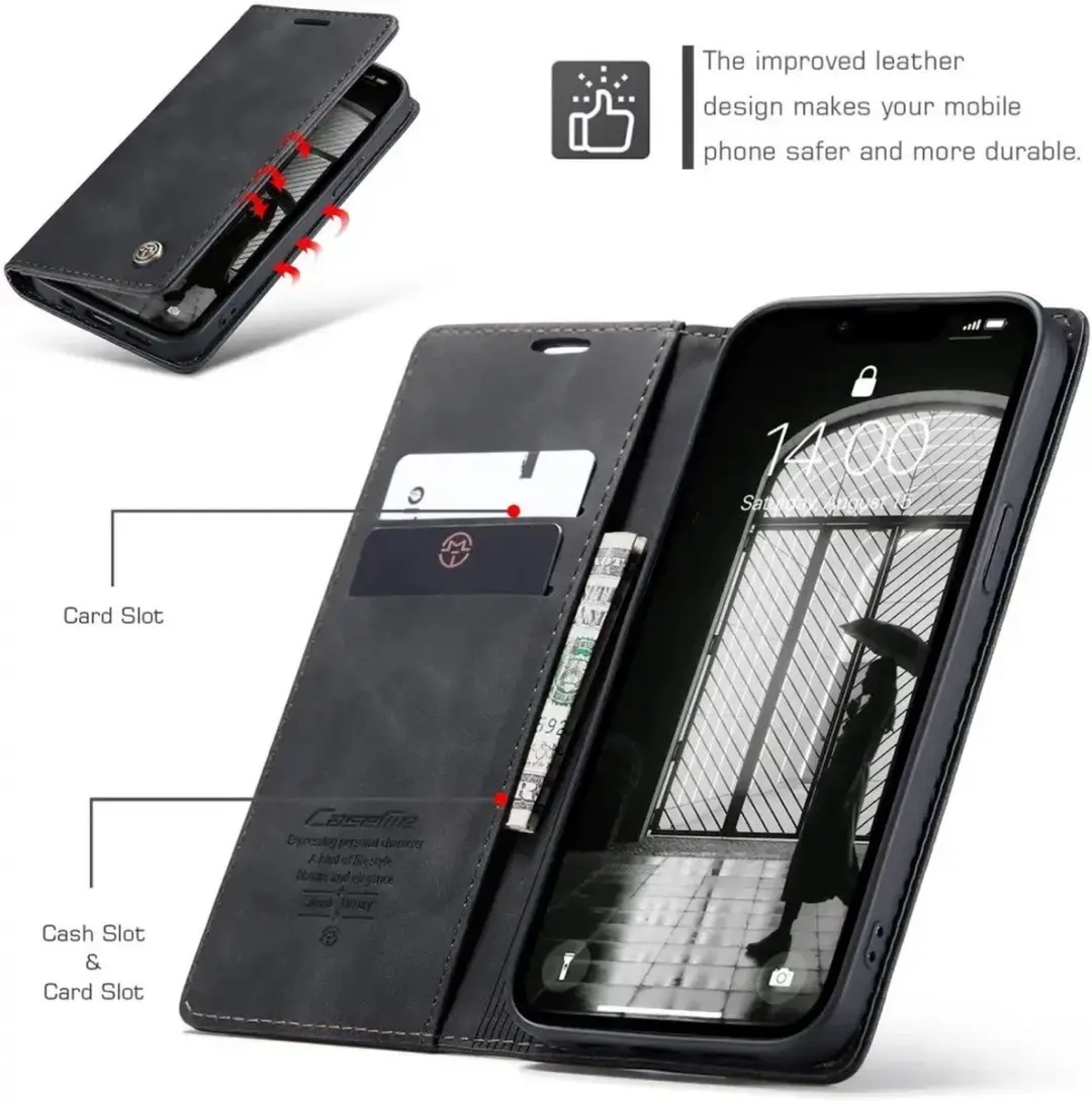 Caseme 013 Hoesje iPhone 16/17 - Book Case Zwart - afbeelding 6 van 6