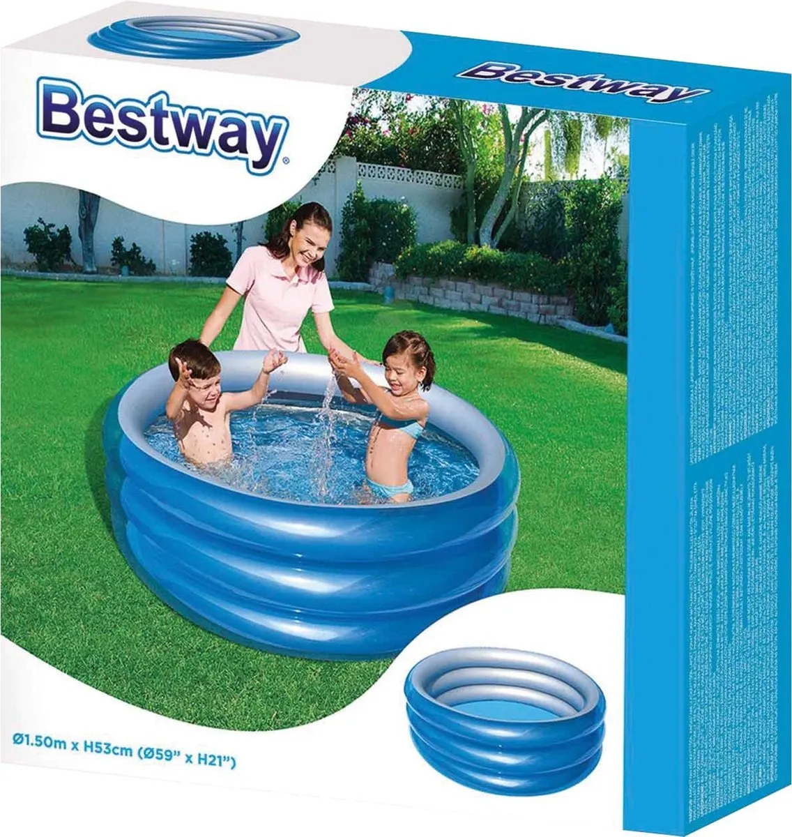 Bestway 3-Rings Zwembad 51042 - Ø170x53cm - Donkerblauw/Zilver/Transparant