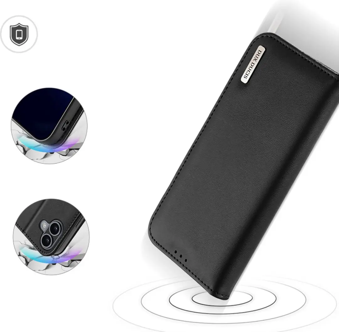 Dux Ducis Hivo Series iPhone 16 Telefoonhoesje - 3 Pasjes - Zwart