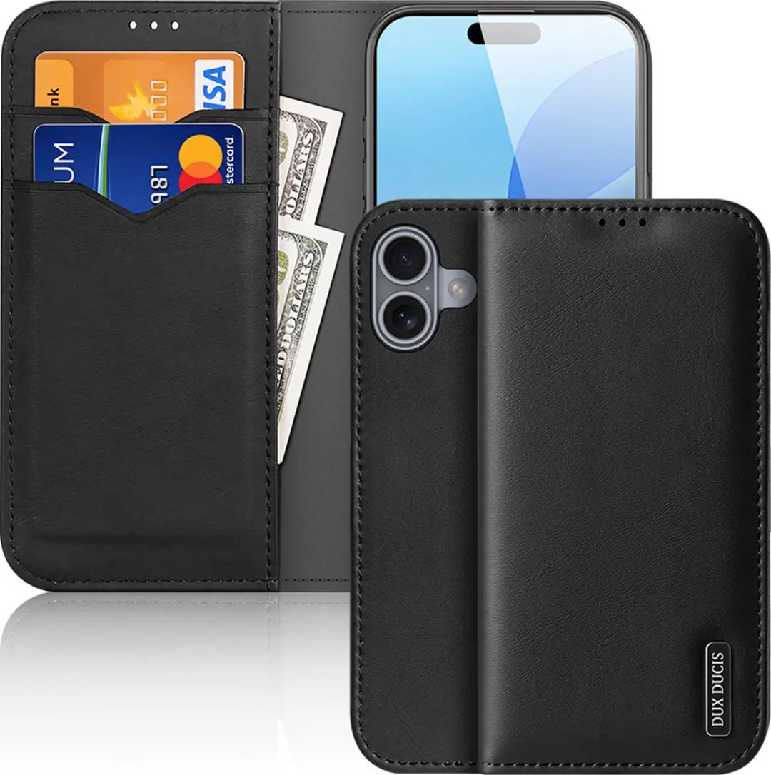 Dux Ducis Hivo Series iPhone 16 Telefoonhoesje - 3 Pasjes - Zwart