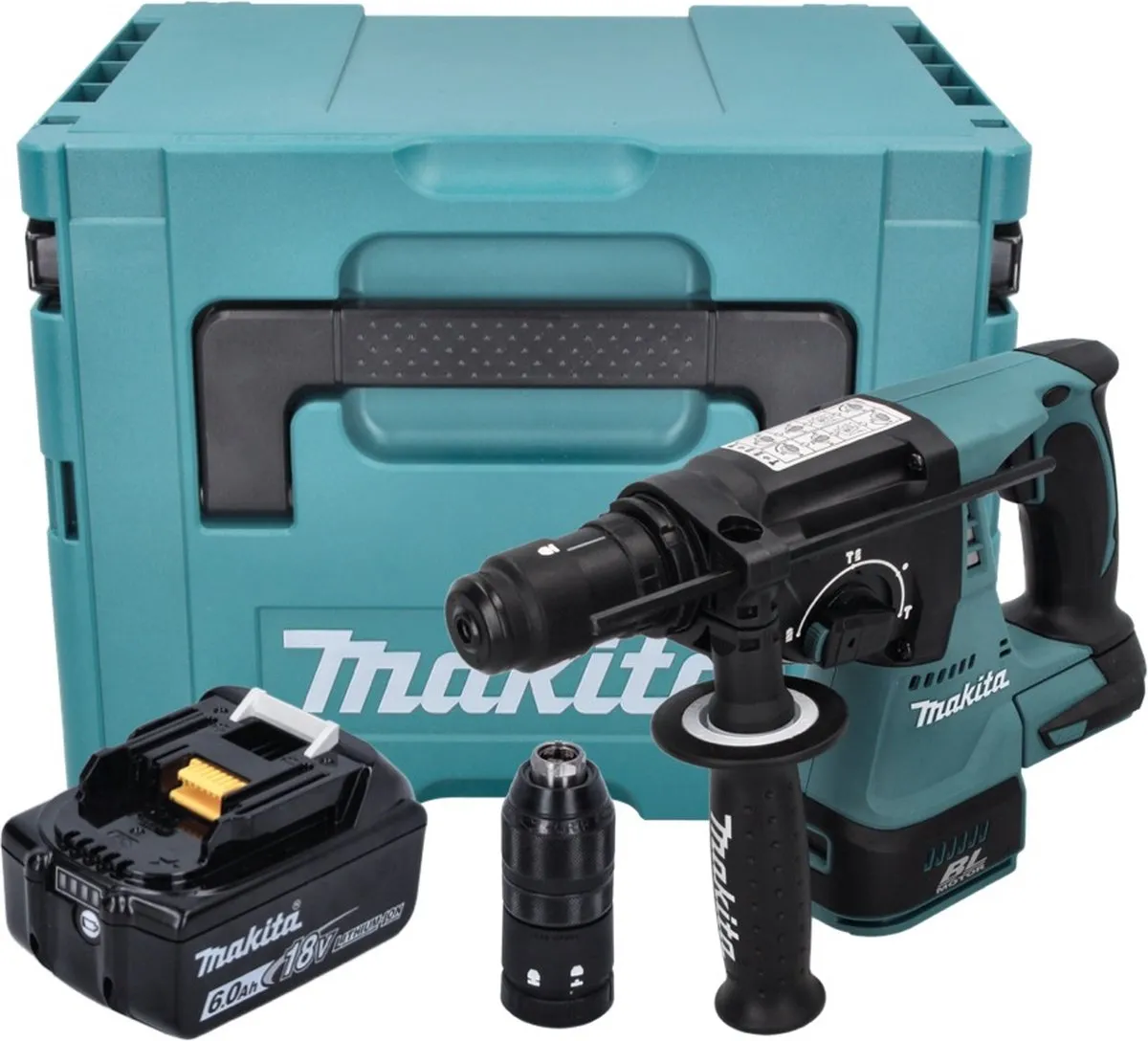 Makita DHR243G1J Accuboormachine 18V SDS-plus - 2,0J Brushless - 1x 6,0Ah - afbeelding 2 van 5
