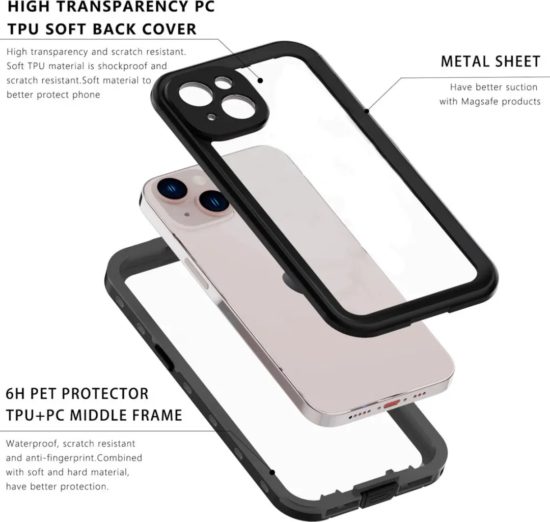 Redpepper Dot Plus Hoesje iPhone 14 Plus - Zwart - Waterdicht