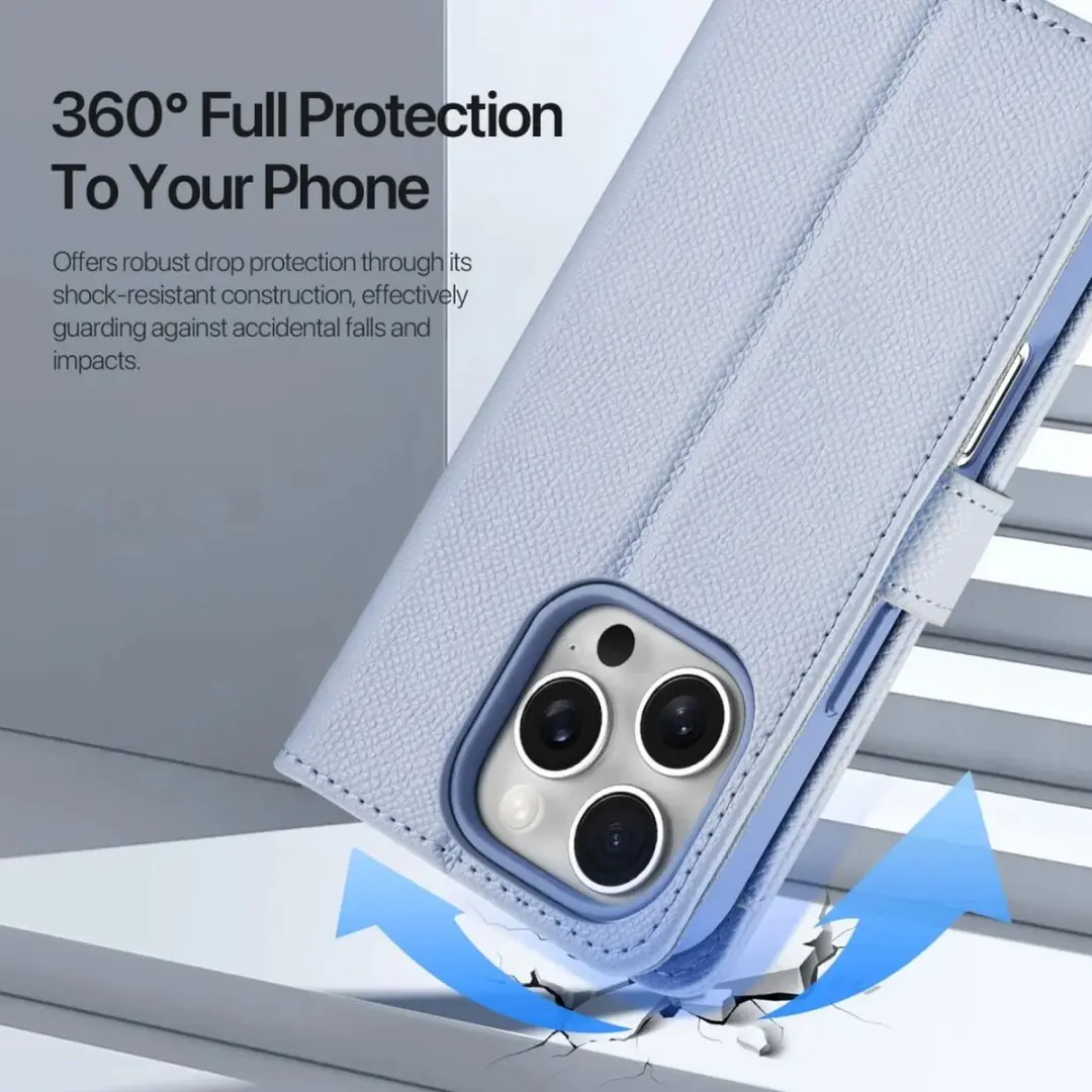 Dux Ducis Lawa Series iPhone 16 Pro Hoesje - Licht Blauw - 7 Pasjes