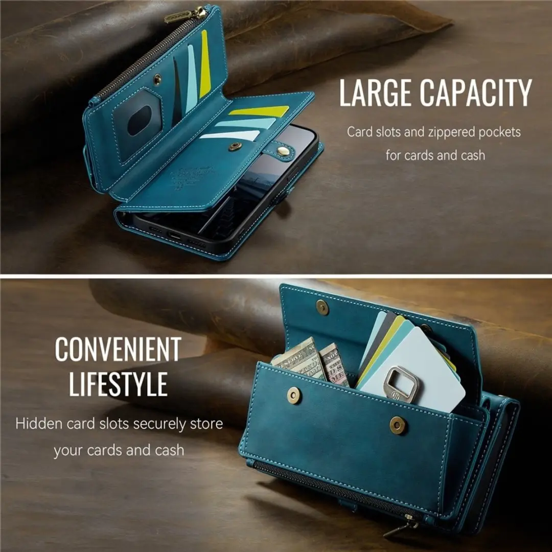 Caseme iPhone 16e Hoesje Blauw - 9 Pasjes