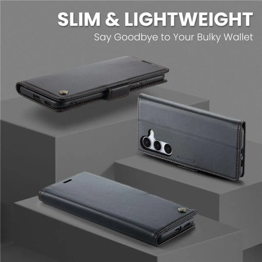 Caseme Wallet Case voor Samsung Galaxy S25/S24 Plus - RFID & Magneetsluiting - Zwart - afbeelding 6 van 6
