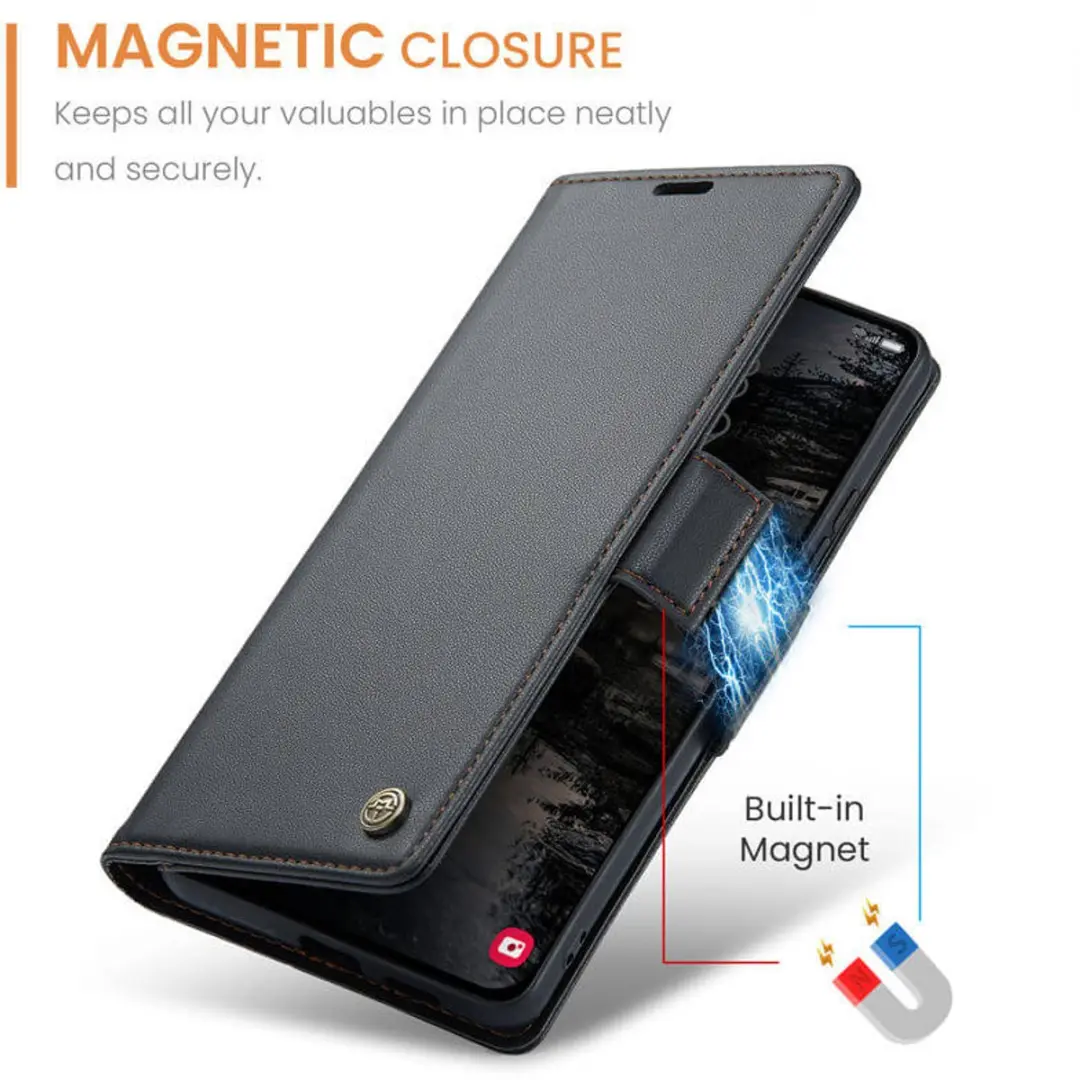 Caseme Wallet Case voor Samsung Galaxy S25/S24 Plus - RFID & Magneetsluiting - Zwart