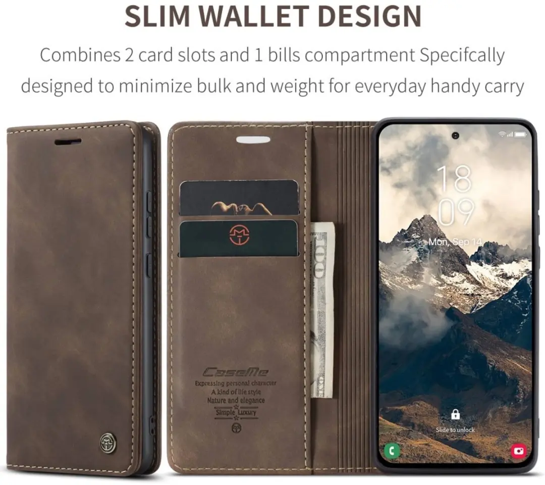 Caseme 013 Book Case Samsung Galaxy S25 Edge - Donkerbruin