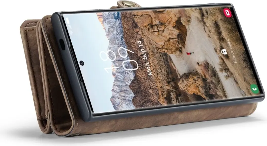 Caseme Samsung Galaxy S25 Ultra Hoes - Vintage 2-in-1 Portemonnee Bruin