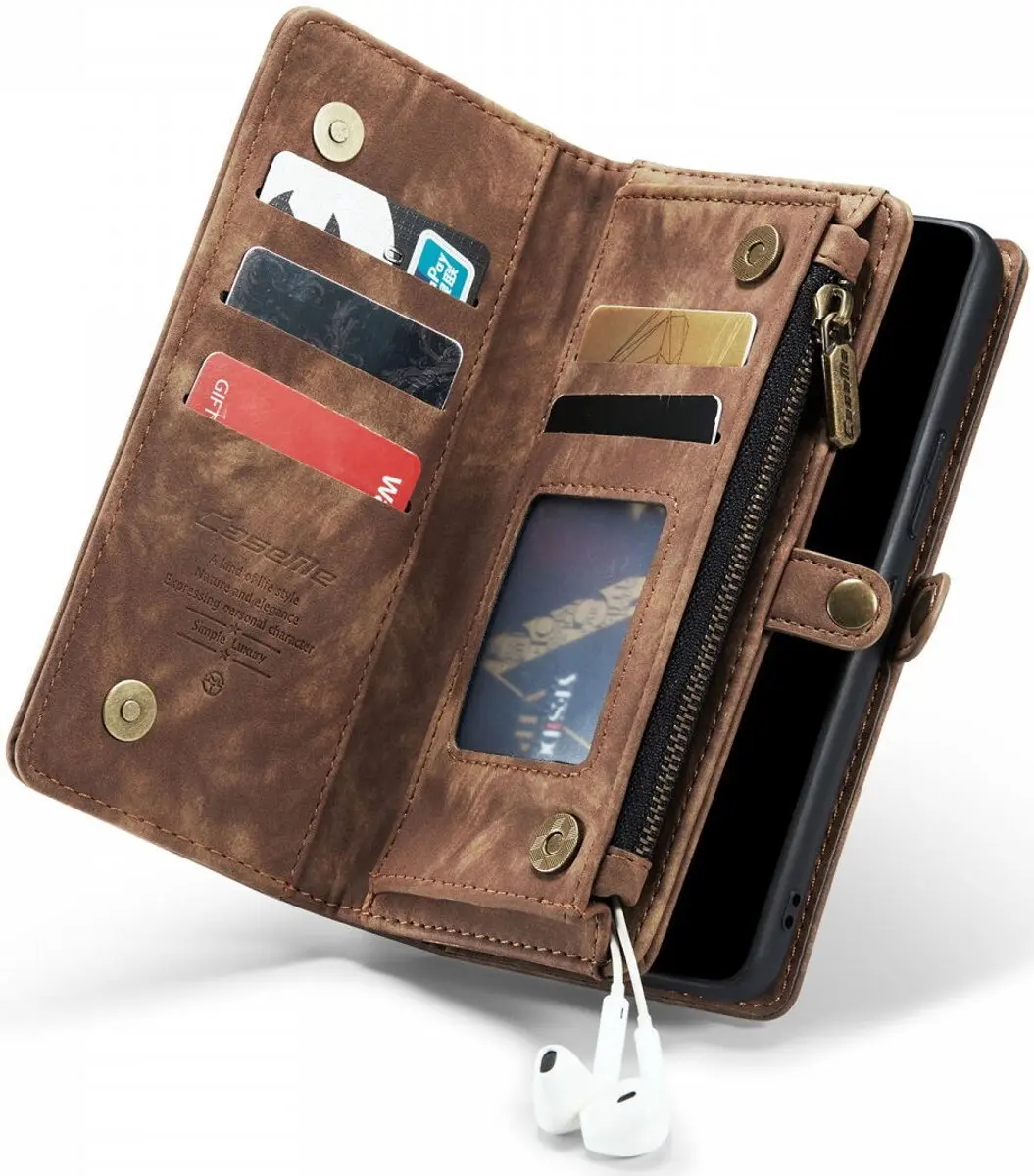 Caseme 008 Hoesje Samsung Galaxy A53 - 9 Pasjes - Bruin