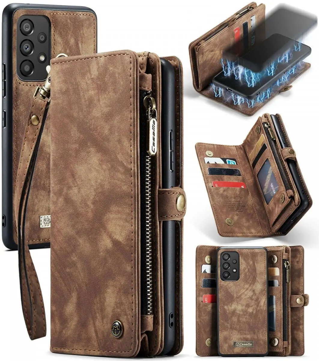 Caseme 008 Hoesje Samsung Galaxy A53 - 9 Pasjes - Bruin
