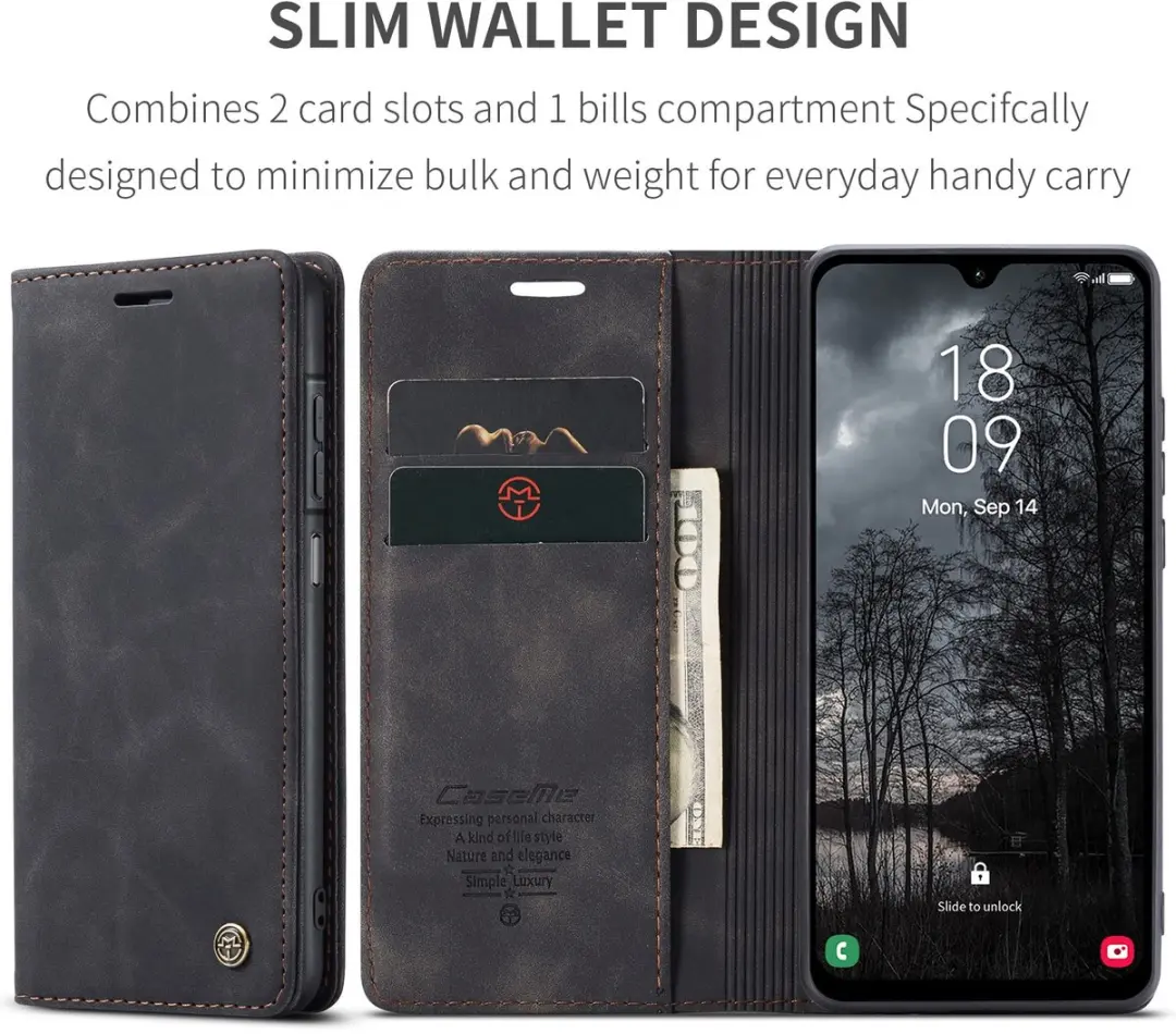 Caseme 013 Book Case Hoesje Samsung Galaxy A37 - Zwart - afbeelding 6 van 6