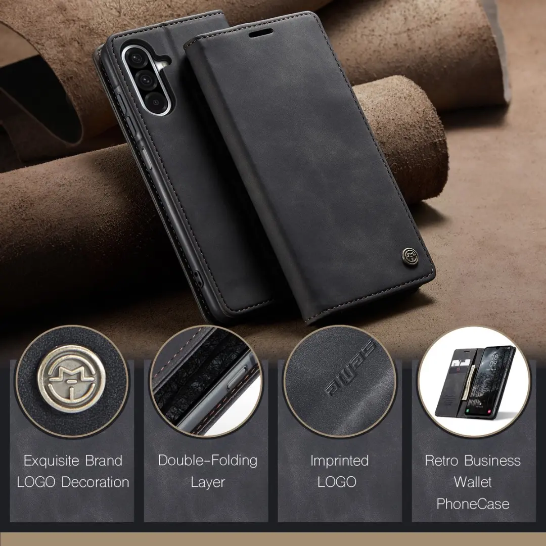 Caseme 013 Book Case Hoesje Samsung Galaxy A37 - Zwart