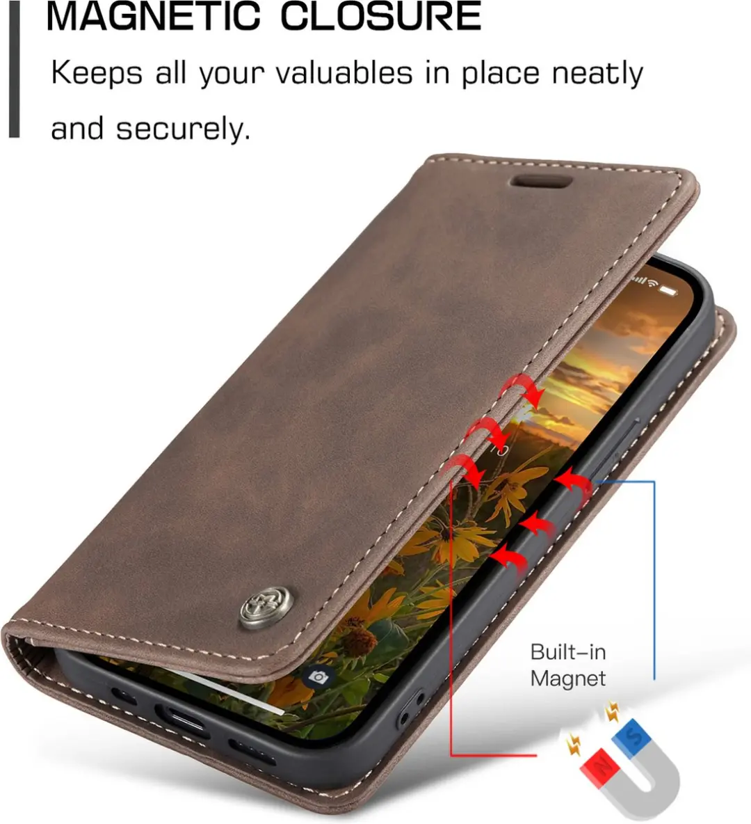 Caseme 9162 iPhone 14 Pro Max Hoesje - Koffie - afbeelding 6 van 6