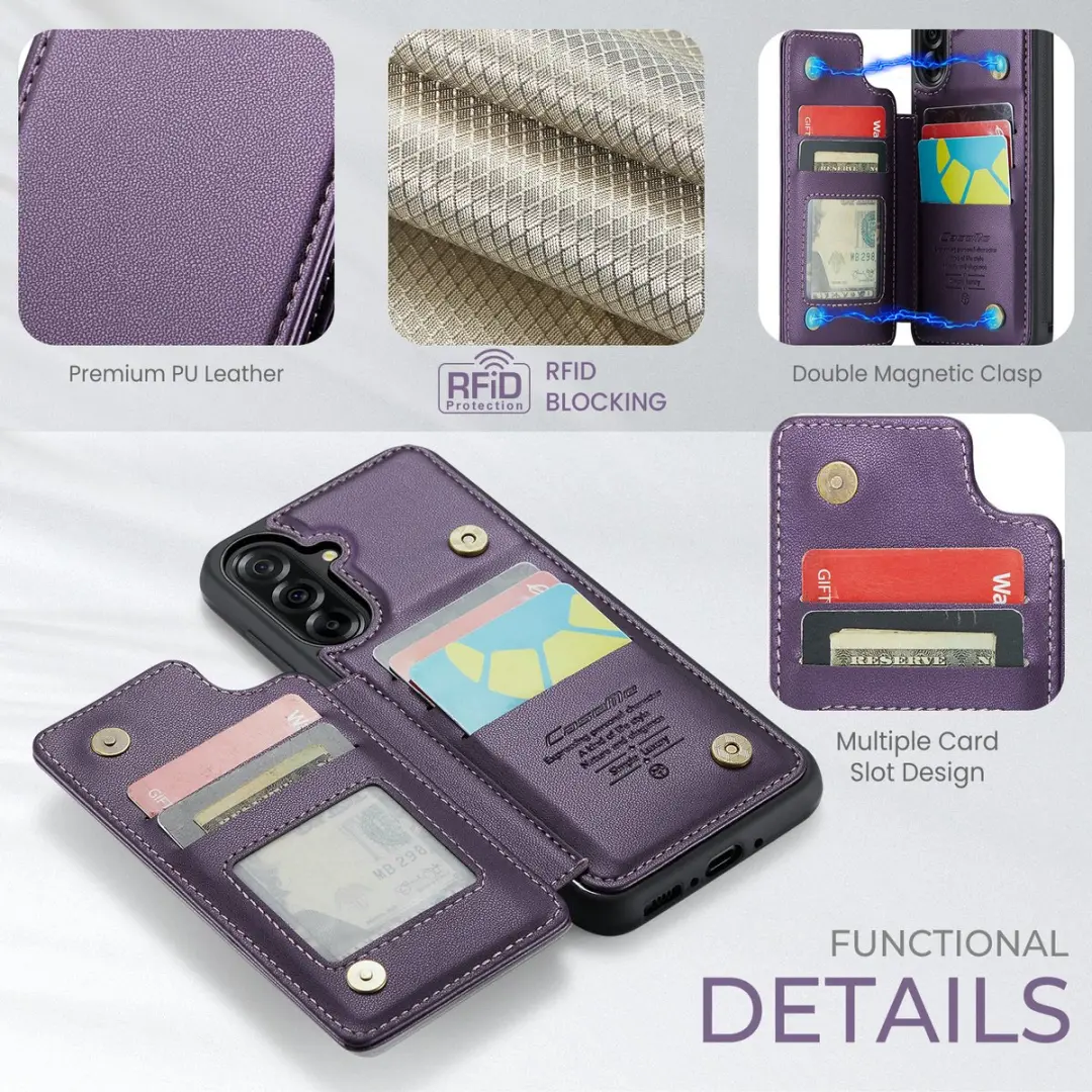 Caseme Luxe Portemonnee Backcover Galaxy A56 - Anti-RFID - Paars