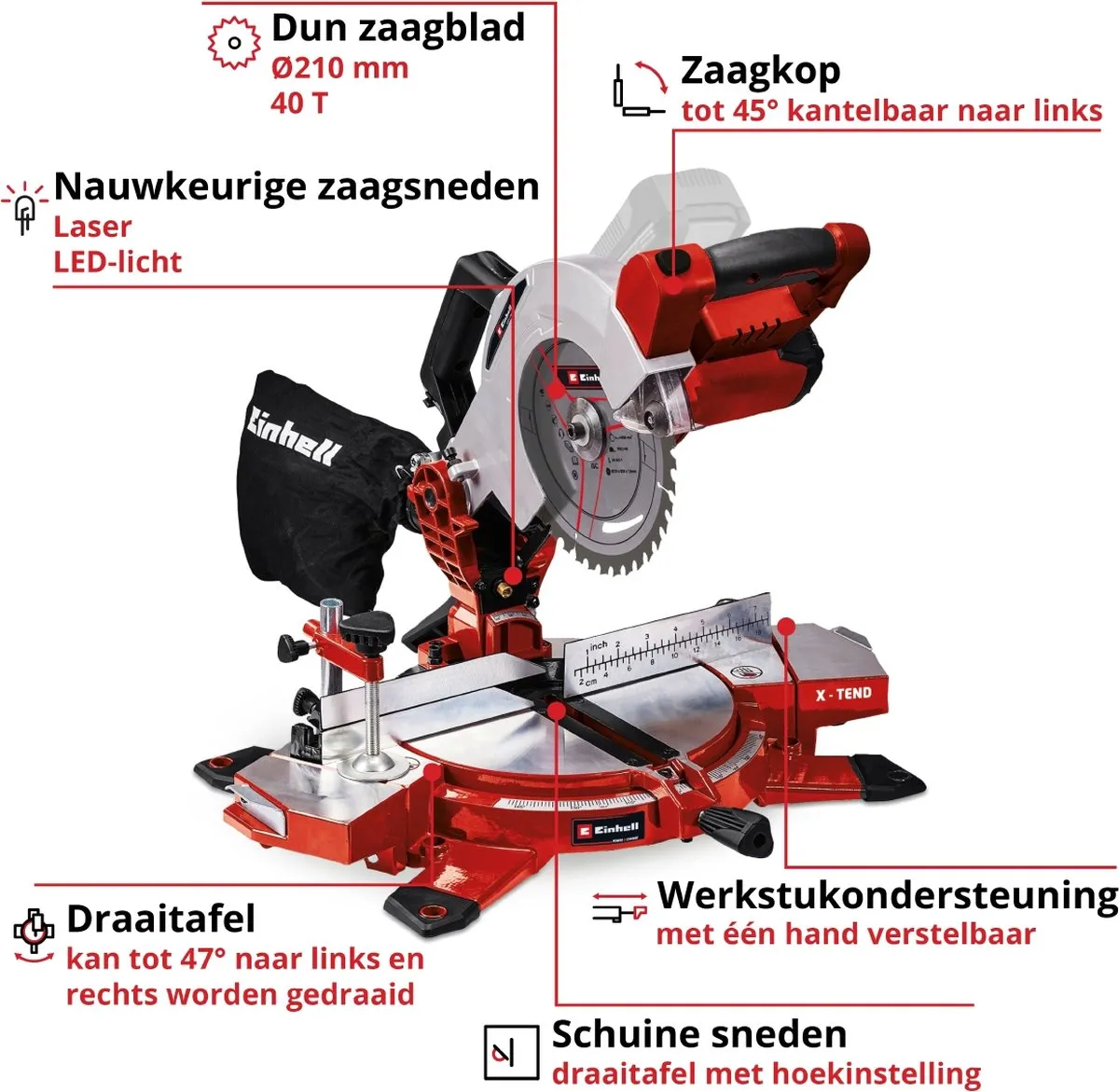 Einhell TE-MS 18/210 Li Solo Accu Verstekzaag - 210mm - Hout