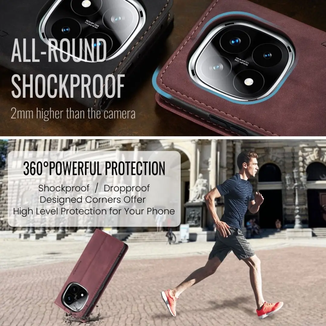 Caseme 013 Book Case Hoesje - Xiaomi Redmi Note 14 Pro - Bordeaux