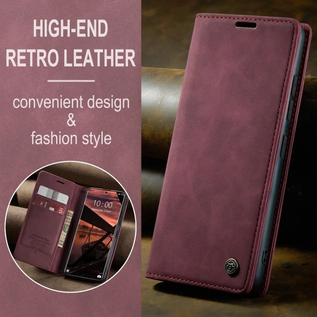 Caseme 013 Book Case Hoesje - Xiaomi Redmi Note 14 Pro - Bordeaux - afbeelding 6 van 6