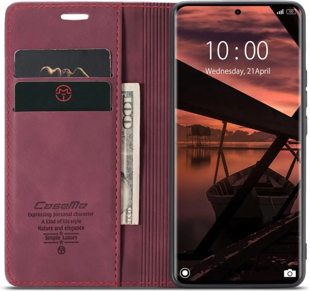 Caseme 013 Book Case Hoesje - Xiaomi Redmi Note 14 Pro - Bordeaux