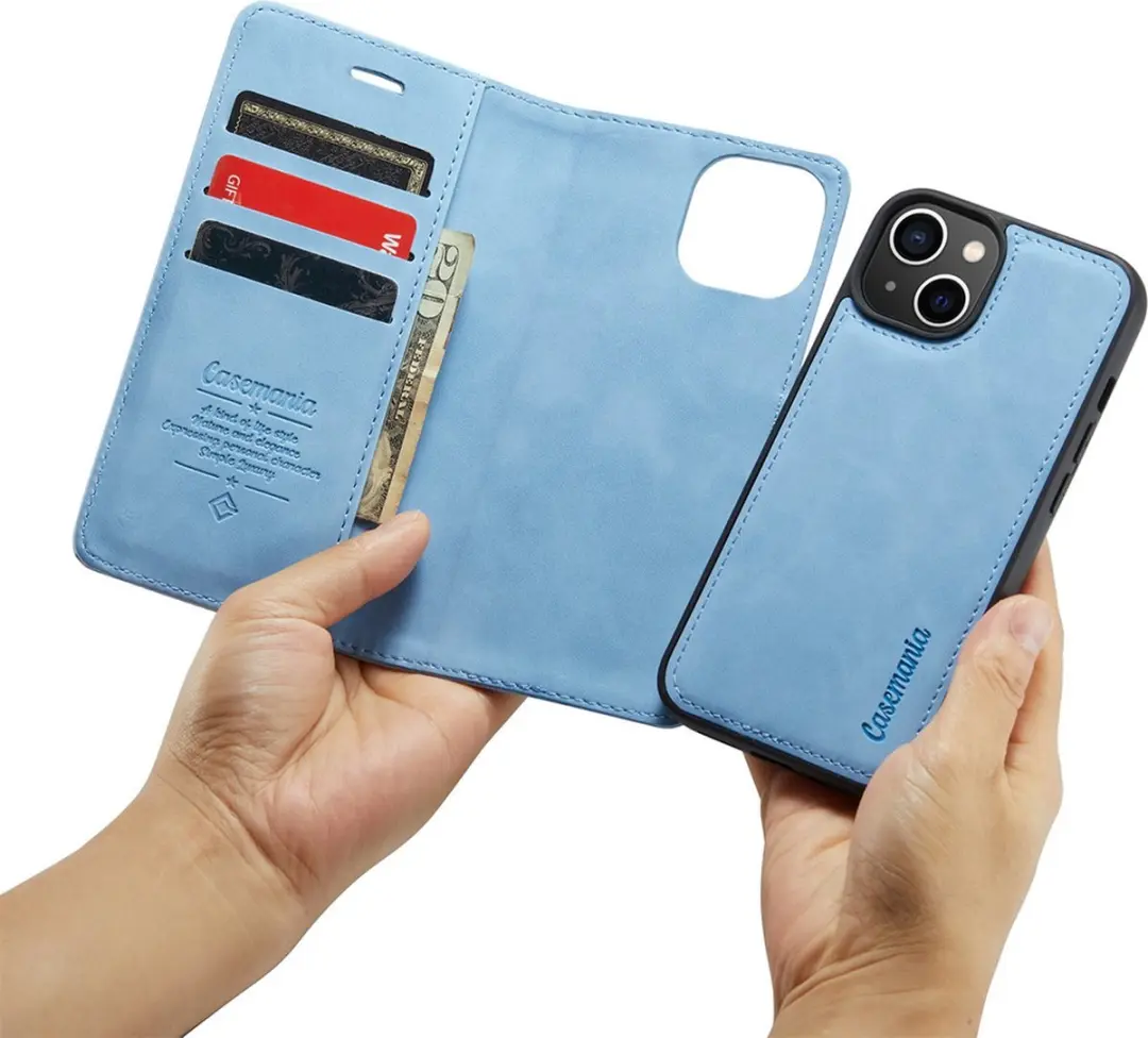 Caseme iPhone 14 Plus Bookcase Hoesje - Lichtblauw - 4 Pasjes