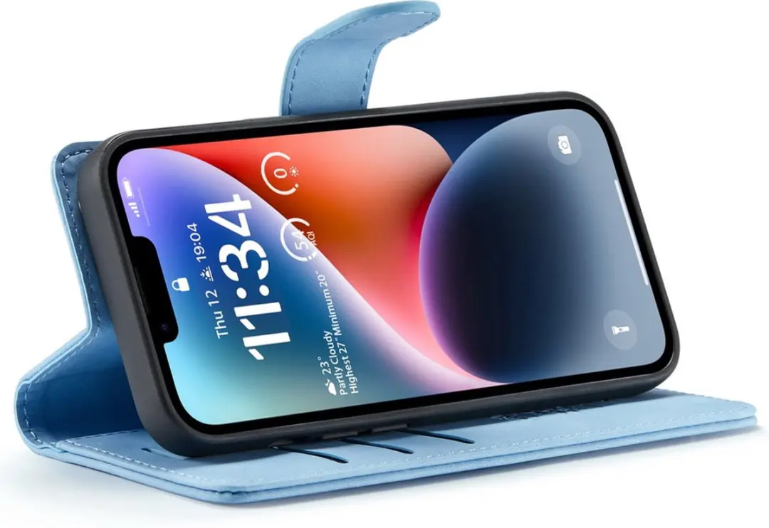 Caseme iPhone 14 Plus Bookcase Hoesje - Lichtblauw - 4 Pasjes - afbeelding 6 van 6