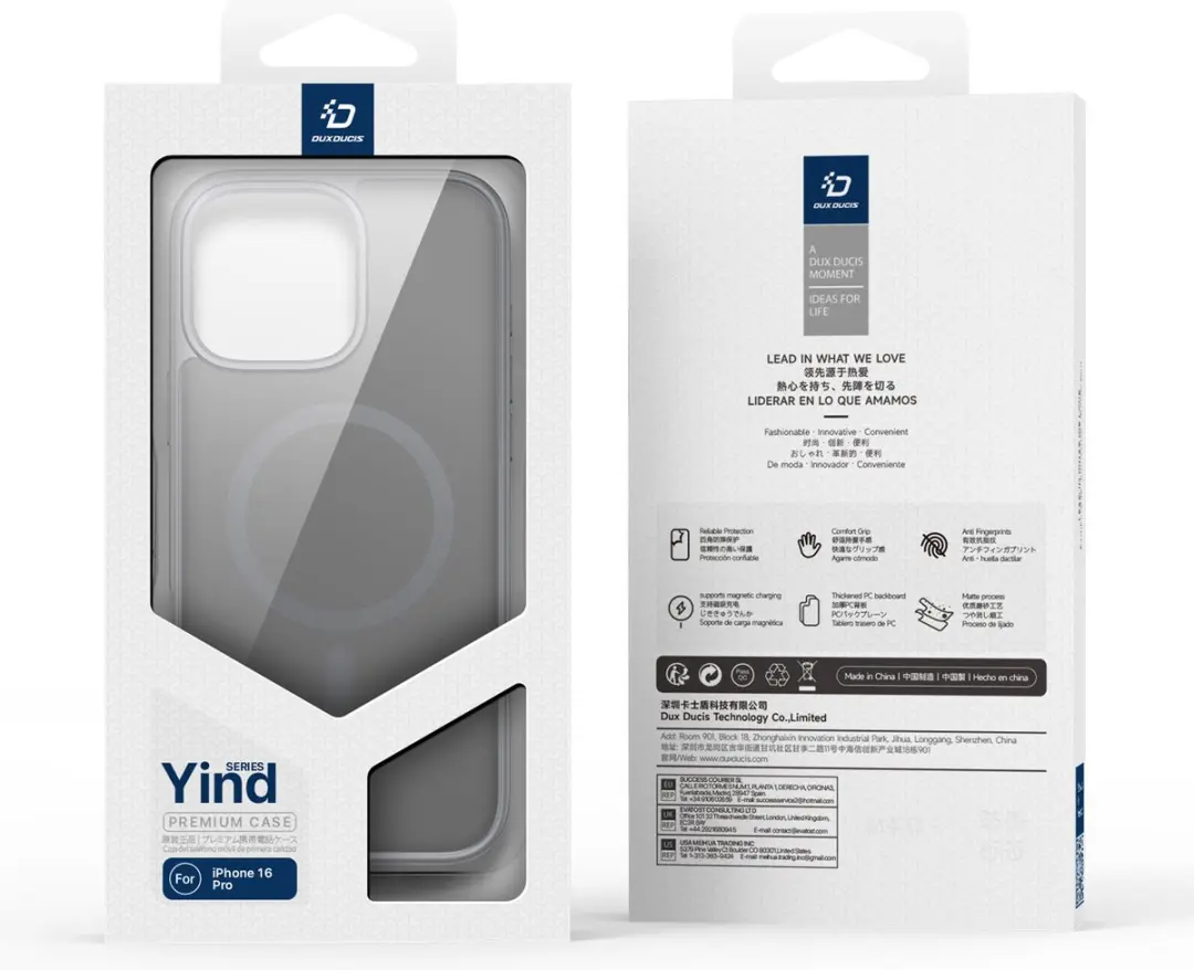 Dux Ducis Yind Serie iPhone 16 Pro Back Cover - Grijs